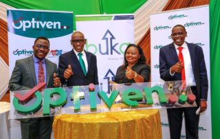CEO, George Wachiuri, launching the new identity of Optiven Group
